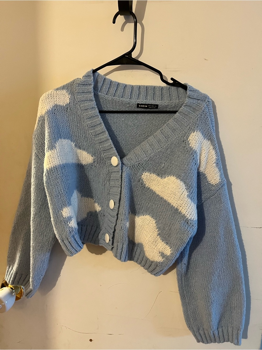 SHEIN Light Blue & White Cloud Knit Cardigan